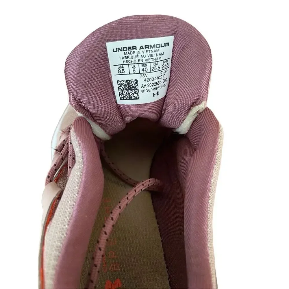Under Armour Womens Pink Lace Up Charged Breathe Sneakers Running Shoes Size 8.5